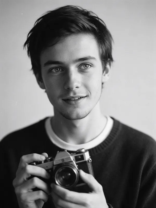 Matt Evener mit einer alten Filmkamera